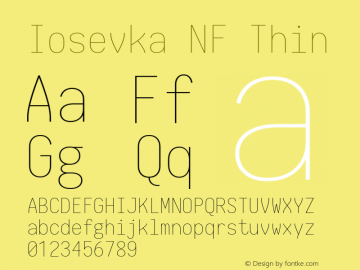 Iosevka Term Thin Nerd Font Complete Mono Windows Compatible 1.14.0; ttfautohint (v1.7.9-c794)图片样张