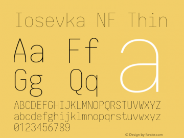 Iosevka Thin Nerd Font Complete Mono Windows Compatible 1.14.0; ttfautohint (v1.7.9-c794)图片样张