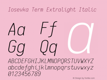 Iosevka Term Extralight Italic 1.14.0; ttfautohint (v1.7.9-c794)图片样张