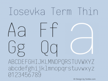 Iosevka Term Thin 1.14.0; ttfautohint (v1.7.9-c794)图片样张