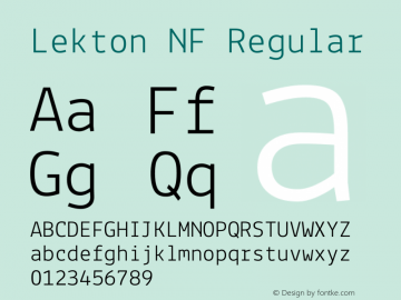 Lekton Nerd Font Complete Windows Compatible Version 34.000 Font Sample