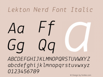 Lekton-Italic Nerd Font Complete Version 3.000图片样张