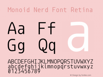 Monoid Retina Nerd Font Complete Version 0.62;Nerd Fonts 2.0. Font Sample