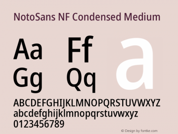 Noto Sans Condensed Medium Nerd Font Complete Windows Compatible Version 2.000;GOOG;noto-source:20170915:90ef993387c0; ttfautohint (v1.7)图片样张