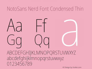 Noto Sans Condensed Thin Nerd Font Complete Version 2.000;GOOG;noto-source:20170915:90ef993387c0; ttfautohint (v1.7)图片样张