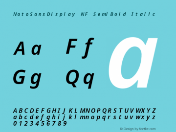 Noto Sans Display SemiBold Italic Nerd Font Complete Mono Windows Compatible Version 2.000;GOOG;noto-source:20170915:90ef993387c0; ttfautohint (v1.7)图片样张