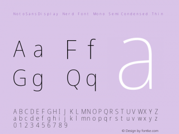 Noto Sans Display SemiCondensed Thin Nerd Font Complete Mono Version 2.000;GOOG;noto-source:20170915:90ef993387c0; ttfautohint (v1.7)图片样张