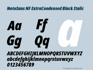 Noto Sans ExtraCondensed Black Italic Nerd Font Complete Windows Compatible Version 2.000;GOOG;noto-source:20170915:90ef993387c0; ttfautohint (v1.7)图片样张