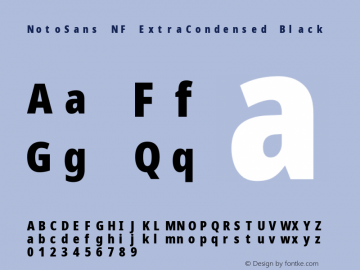 Noto Sans ExtraCondensed Black Nerd Font Complete Mono Windows Compatible Version 2.000;GOOG;noto-source:20170915:90ef993387c0; ttfautohint (v1.7) Font Sample