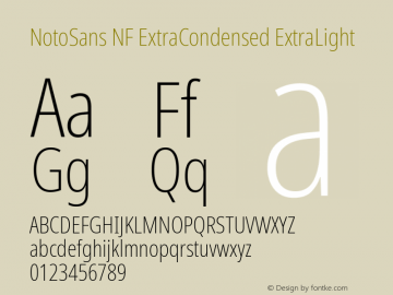 Noto Sans ExtraCondensed ExtraLight Nerd Font Complete Windows Compatible Version 2.000;GOOG;noto-source:20170915:90ef993387c0; ttfautohint (v1.7) Font Sample