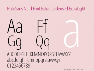 Noto Sans ExtraCondensed ExtraLight Nerd Font Complete Version 2.000;GOOG;noto-source:20170915:90ef993387c0; ttfautohint (v1.7) Font Sample