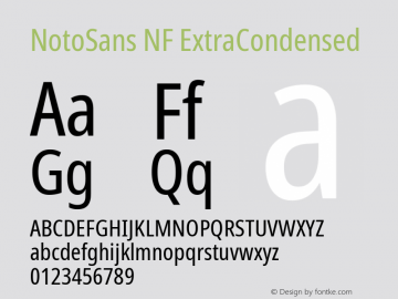 Noto Sans ExtraCondensed Nerd Font Complete Windows Compatible Version 2.000;GOOG;noto-source:20170915:90ef993387c0; ttfautohint (v1.7) Font Sample