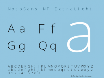Noto Sans ExtraLight Nerd Font Complete Mono Windows Compatible Version 2.000;GOOG;noto-source:20170915:90ef993387c0; ttfautohint (v1.7) Font Sample