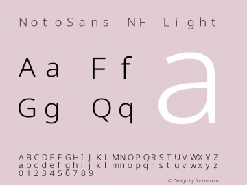 Noto Sans Light Nerd Font Complete Mono Windows Compatible Version 2.000;GOOG;noto-source:20170915:90ef993387c0; ttfautohint (v1.7) Font Sample