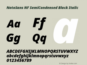 Noto Sans SemiCondensed Black Italic Nerd Font Complete Windows Compatible Version 2.000;GOOG;noto-source:20170915:90ef993387c0; ttfautohint (v1.7)图片样张