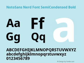 Noto Sans SemiCondensed Bold Nerd Font Complete Version 2.000;GOOG;noto-source:20170915:90ef993387c0; ttfautohint (v1.7) Font Sample