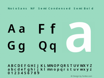 Noto Sans SemiCondensed SemiBold Nerd Font Complete Mono Windows Compatible Version 2.000;GOOG;noto-source:20170915:90ef993387c0; ttfautohint (v1.7) Font Sample