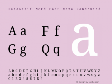 Noto Serif Condensed Nerd Font Complete Mono Version 2.000;GOOG;noto-source:20170915:90ef993387c0; ttfautohint (v1.7)图片样张