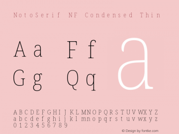 Noto Serif Condensed Thin Nerd Font Complete Mono Windows Compatible Version 2.000;GOOG;noto-source:20170915:90ef993387c0; ttfautohint (v1.7)图片样张