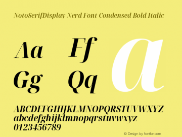 Noto Serif Display Condensed Bold Italic Nerd Font Complete Version 2.000;GOOG;noto-source:20170915:90ef993387c0; ttfautohint (v1.7) Font Sample