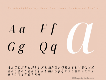 Noto Serif Display Condensed Italic Nerd Font Complete Mono Version 2.000;GOOG;noto-source:20170915:90ef993387c0; ttfautohint (v1.7) Font Sample