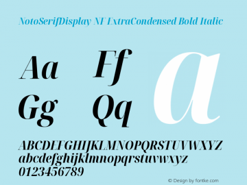 Noto Serif Display ExtraCondensed Bold Italic Nerd Font Complete Windows Compatible Version 2.000;GOOG;noto-source:20170915:90ef993387c0; ttfautohint (v1.7)图片样张