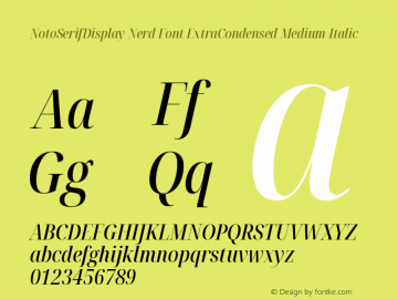 Noto Serif Display ExtraCondensed Medium Italic Nerd Font Complete Version 2.000;GOOG;noto-source:20170915:90ef993387c0; ttfautohint (v1.7)图片样张