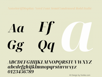 Noto Serif Display SemiCondensed Bold Italic Nerd Font Complete Version 2.000;GOOG;noto-source:20170915:90ef993387c0; ttfautohint (v1.7)图片样张