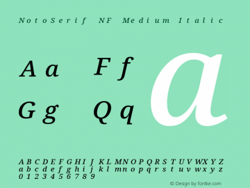 Noto Serif Medium Italic Nerd Font Complete Mono Windows Compatible Version 2.000;GOOG;noto-source:20170915:90ef993387c0; ttfautohint (v1.7) Font Sample