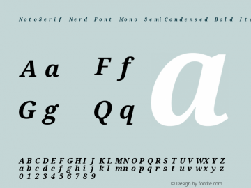 Noto Serif SemiCondensed Bold Italic Nerd Font Complete Mono Version 2.000;GOOG;noto-source:20170915:90ef993387c0; ttfautohint (v1.7)图片样张