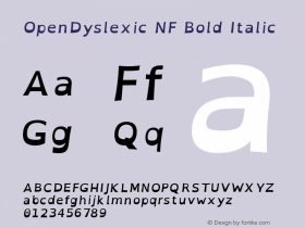 OpenDyslexic Bold Italic Nerd Font Complete Mono Windows Compatible Version 2.001;PS 002.001;hotconv 1.0.70;makeotf.lib2.5.58329 Font Sample