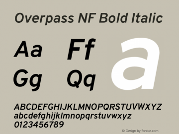 Overpass Bold Italic Nerd Font Complete Windows Compatible Version 3.000;DELV;Overpass图片样张