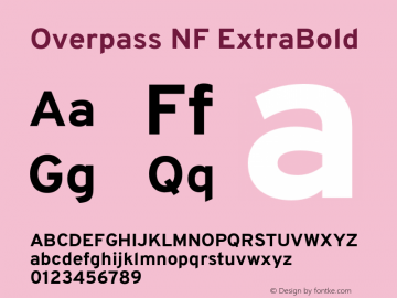 Overpass ExtraBold Nerd Font Complete Windows Compatible Version 3.000;DELV;Overpass Font Sample