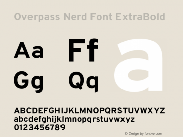 Overpass ExtraBold Nerd Font Complete Version 3.000;DELV;Overpass Font Sample