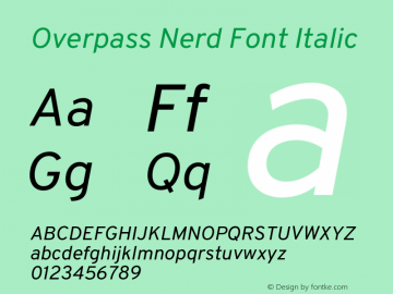 Overpass Italic Nerd Font Complete Version 3.000;DELV;Overpass Font Sample