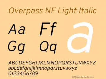 Overpass Light Italic Nerd Font Complete Windows Compatible Version 3.000;DELV;Overpass Font Sample