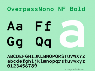Overpass Mono Bold Nerd Font Complete Mono Windows Compatible Version 1.000;DELV;Overpass图片样张