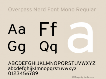 Overpass Regular Nerd Font Complete Mono Version 3.000;DELV;Overpass图片样张