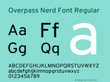 Overpass Regular Nerd Font Complete Version 3.000;DELV;Overpass Font Sample