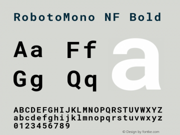 Roboto Mono Bold Nerd Font Complete Mono Windows Compatible Version 2.000986; 2015; ttfautohint (v1.3)图片样张
