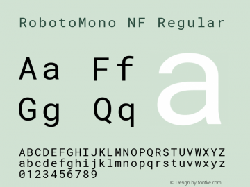 Roboto Mono Nerd Font Complete Mono Windows Compatible Version 2.000986; 2015; ttfautohint (v1.3)图片样张