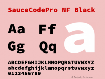 Sauce Code Pro Black Nerd Font Complete Windows Compatible Version 2.010;PS 1.000;hotconv 1.0.84;makeotf.lib2.5.63406图片样张