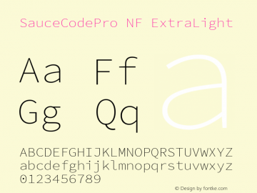 Sauce Code Pro ExtraLight Nerd Font Complete Windows Compatible Version 2.010;PS 1.000;hotconv 1.0.84;makeotf.lib2.5.63406图片样张