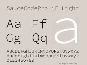 Sauce Code Pro Light Nerd Font Complete Mono Windows Compatible Version 2.010;PS 1.000;hotconv 1.0.84;makeotf.lib2.5.63406图片样张