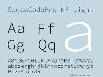 Sauce Code Pro Light Nerd Font Complete Windows Compatible Version 2.010;PS 1.000;hotconv 1.0.84;makeotf.lib2.5.63406图片样张