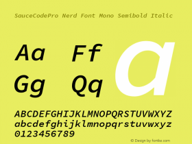 Sauce Code Pro Semibold Italic Nerd Font Complete Mono Version 1.050;PS 1.000;hotconv 16.6.51;makeotf.lib2.5.65220图片样张