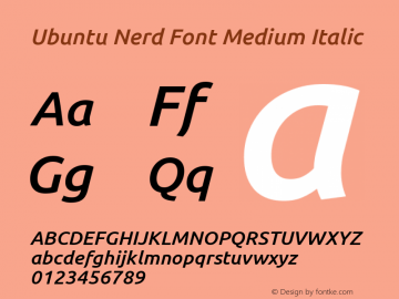 Ubuntu Medium Italic Nerd Font Complete 0.83 Font Sample