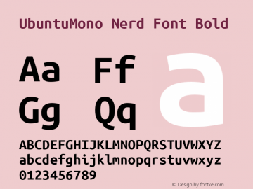Ubuntu Mono Bold Nerd Font Complete Version 0.80图片样张
