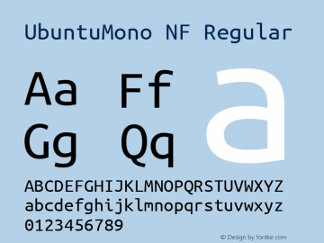 Ubuntu Mono Nerd Font Complete Mono Windows Compatible Version 0.80 Font Sample