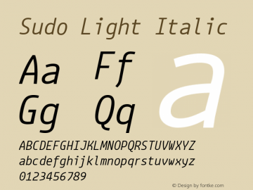 Sudo Light Italic Version 0.034 Font Sample